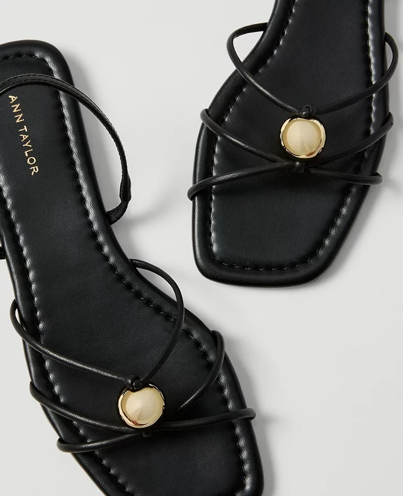 Ann Taylor Leather Hardware Embellished Sandal Women's