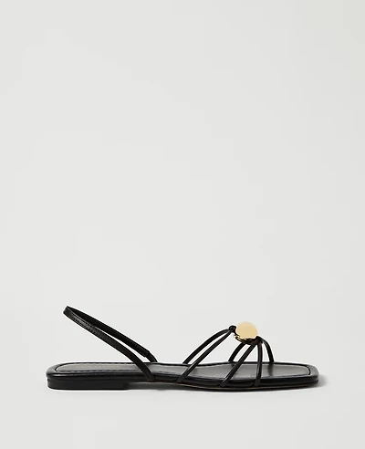 Ann Taylor Leather Hardware Embellished Sandal Women's