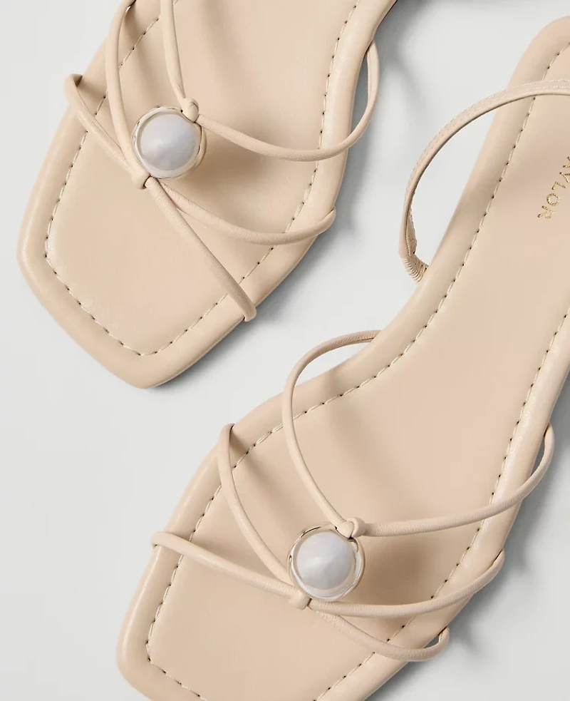 Ann Taylor Leather Hardware Embellished Sandal Women's