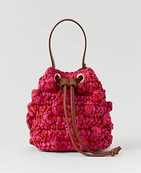Ann Taylor Straw Drawstring Crossbody Bougainvillea Women's