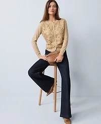 Ann Taylor Lace Cardigan Camel Melange Women's