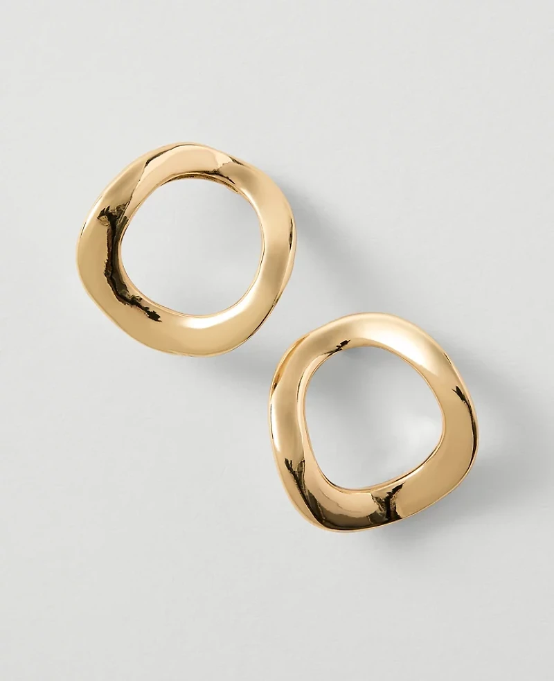 Ann Taylor Circle Metal Stud Earrings Goldtone Women's