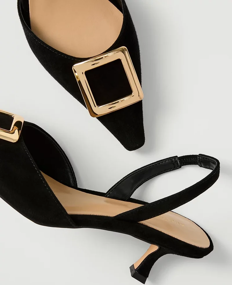 Ann Taylor Suede Slingback Pump Black Women's