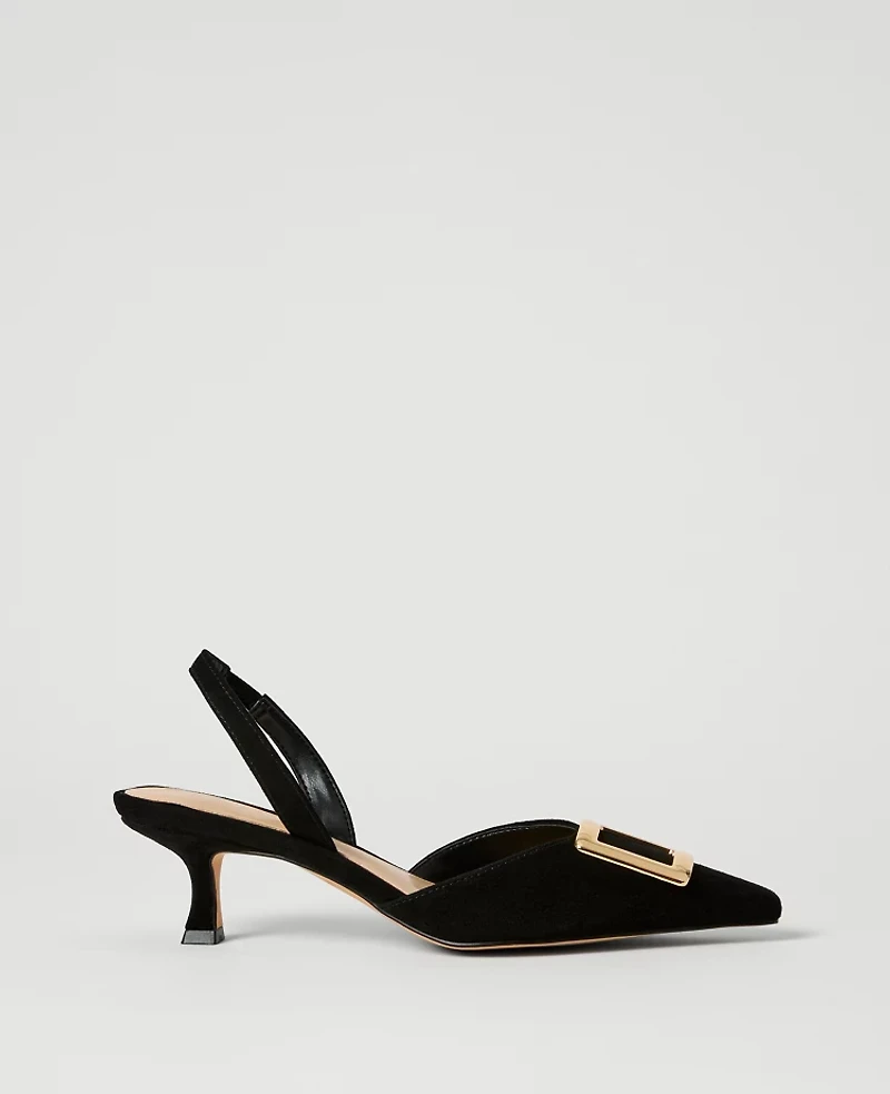 Ann Taylor Suede Slingback Pump Black Women's