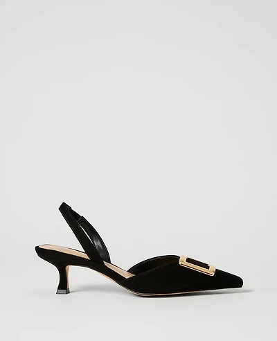 Ann Taylor Suede Slingback Pump Black Women's