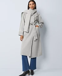 Ann Taylor Petite Weekend Collection Wrap Scarf Coat Medium Light Heather Grey Women's