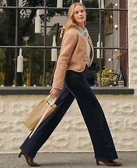 Ann Taylor Weekend Collection Sherpa Crew Neck Jacket Flower Pot Women's