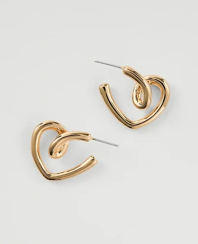 Ann Taylor Twisted Heart Drop Earrings Goldtone Women's