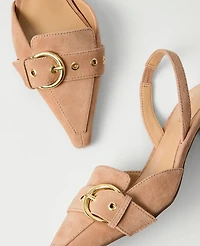 Ann Taylor Suede Buckle Slingback Pump Sesame Women's