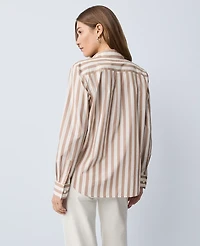Ann Taylor Weekend Collection Striped Relaxed Perfect Shirt Portabella Women's