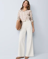 Ann Taylor Weekend Collection Striped Relaxed Perfect Shirt Portabella Women's