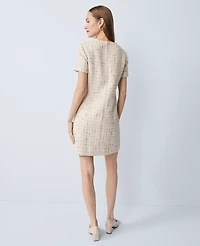 Ann Taylor Tweed Shift Dress Gold Twist Women's