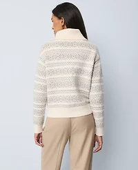 Ann Taylor Petite Weekend Collection Fair Isle Polo Sweater Neutral Multi Women's