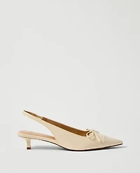 Ann Taylor Patent Leather Bow Slingback Pump Ivory Cream Women's