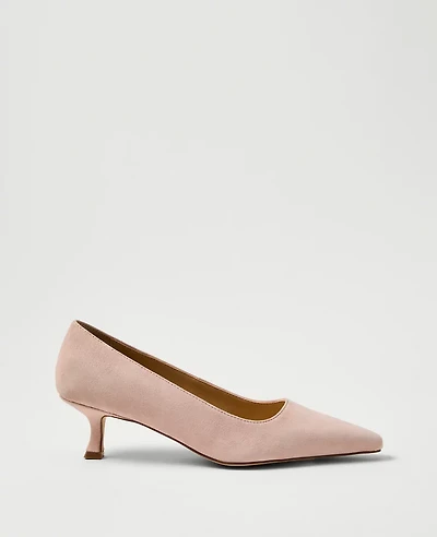 Ann Taylor Suede Nip Toe Kitten Heel Pump Rose Veil Women's