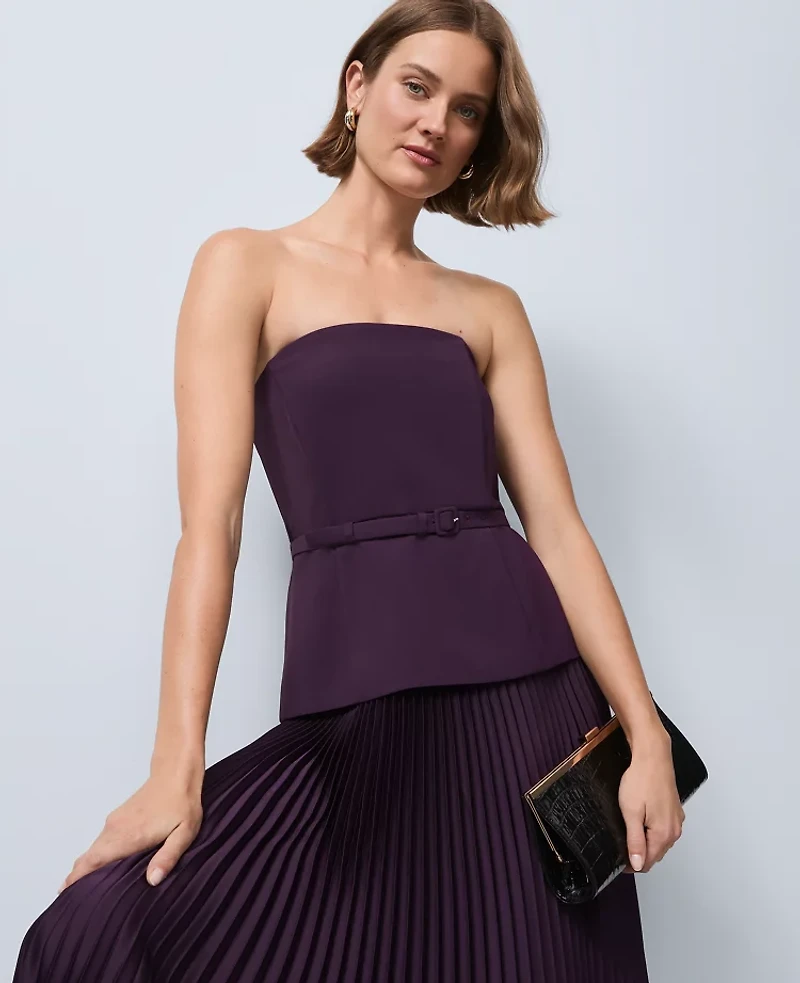 Ann Taylor Crepe Pleated Midi Dress Aubergine Dream Women's