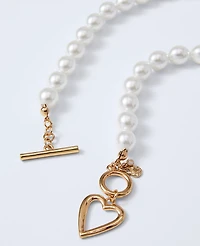 Ann Taylor Pearl Heart Pendant Necklace Ivory Women's