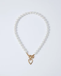 Ann Taylor Pearl Heart Pendant Necklace Ivory Women's
