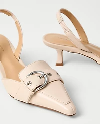 Ann Taylor Leather Buckle Slingback Pump Pearl Shadow Women's