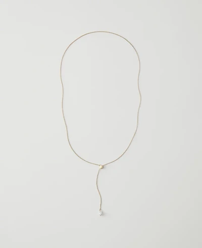 Ann Taylor Mini Pearlized Lariat Necklace Goldtone Women's