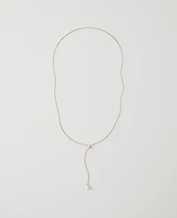 Ann Taylor Mini Pearlized Lariat Necklace Goldtone Women's