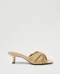 Ann Taylor Straw Kitten Heel Mule Sandal Women's