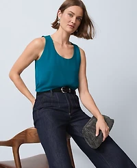 Ann Taylor Mixed Media Tank Top Pacific Shore Women's