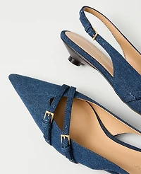 Ann Taylor Strappy Slingback Pump Dark Denim Women's