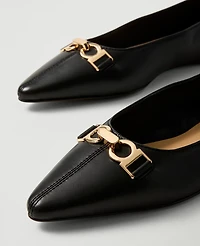 Ann Taylor Hardware Embellished Leather Flat Black Women's