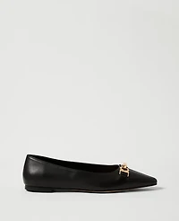 Ann Taylor Hardware Embellished Leather Flat Black Women's