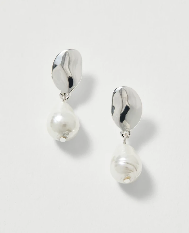 Ann Taylor Mini Pearlized Drop Earrings Silvertone Women's