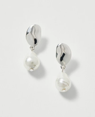 Ann Taylor Mini Pearlized Drop Earrings Silvertone Women's