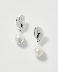 Ann Taylor Mini Pearlized Drop Earrings Silvertone Women's