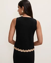 Ann Taylor Metallic Trim Sweater Shell Top Black Women's