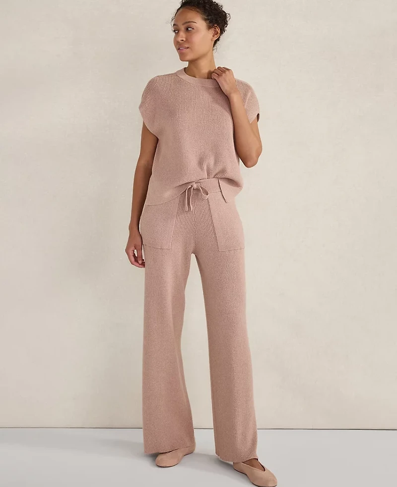 Ann Taylor Haven Well Within Organic Cotton Cashmere Drop Shoulder T-Shirt Desert Clay Heather Women's