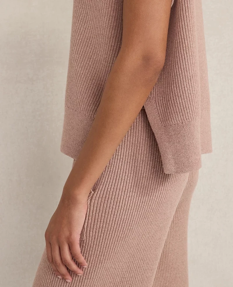 Ann Taylor Haven Well Within Organic Cotton Cashmere Drop Shoulder T-Shirt Desert Clay Heather Women's