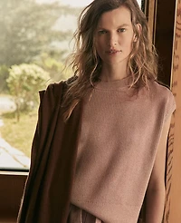 Ann Taylor Haven Well Within Organic Cotton Cashmere Drop Shoulder T-Shirt Desert Clay Heather Women's