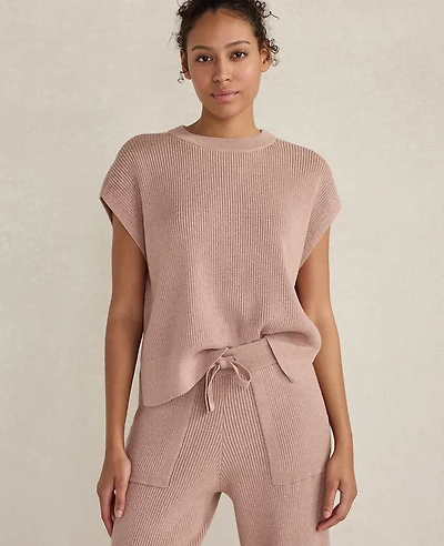 Ann Taylor Haven Well Within Organic Cotton Cashmere Drop Shoulder T-Shirt Desert Clay Heather Women's