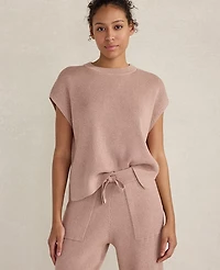 Ann Taylor Haven Well Within Organic Cotton Cashmere Drop Shoulder T-Shirt Desert Clay Heather Women's