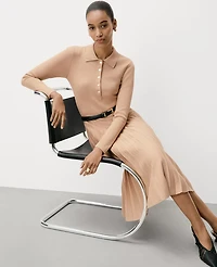 Ann Taylor Petite Pleated Polo Sweater Dress Women's