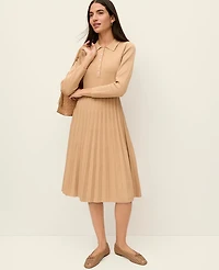 Ann Taylor Petite Pleated Polo Sweater Dress Women's