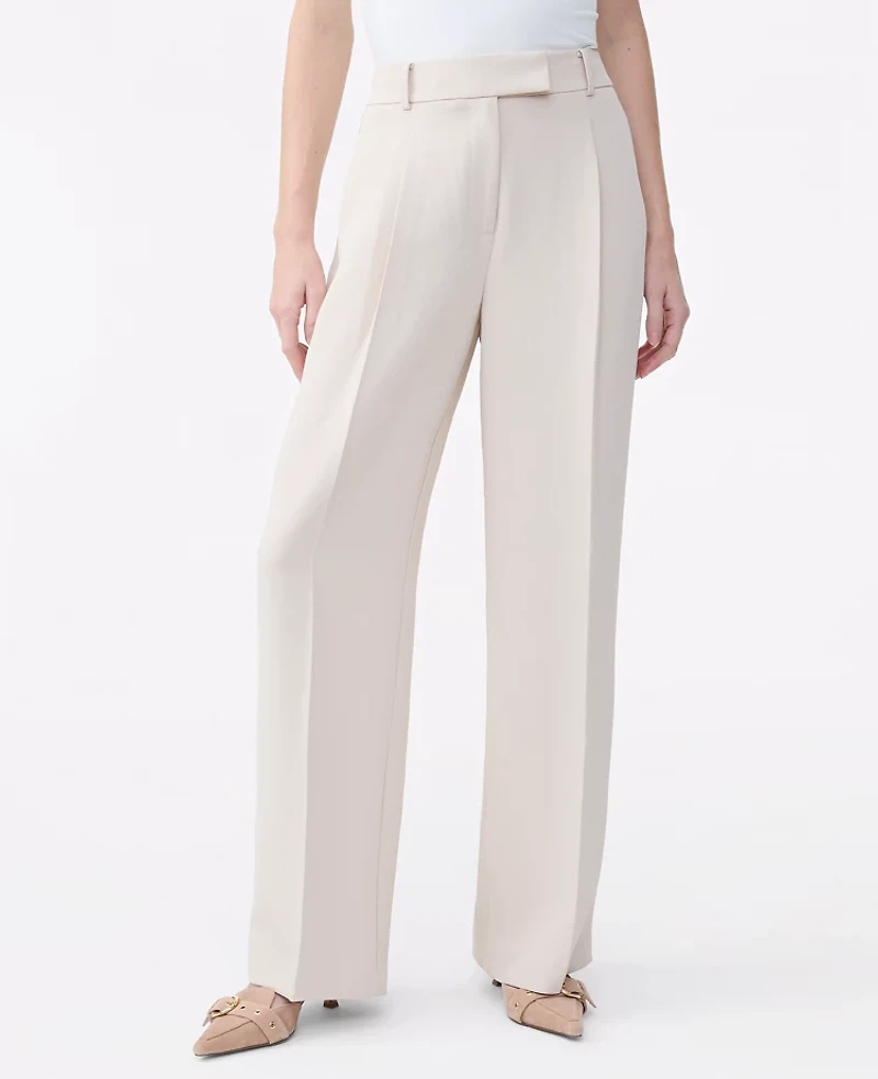 Ann Taylor The Petite Pleated Straight Pant Textured Crepe Women's