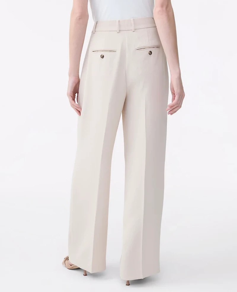 Ann Taylor The Petite Pleated Straight Pant Textured Crepe Women's
