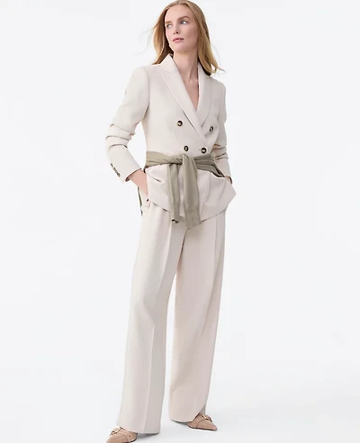 Ann Taylor The Petite Pleated Straight Pant Textured Crepe Women's