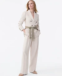 Ann Taylor The Petite Pleated Straight Pant Textured Crepe Women's