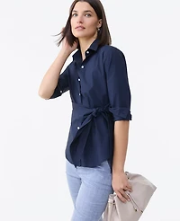 Ann Taylor Petite Tie Waist Button Down Shirt Women's