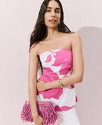 Ann Taylor Floral Strapless Tunic Top Rhododendron Women's