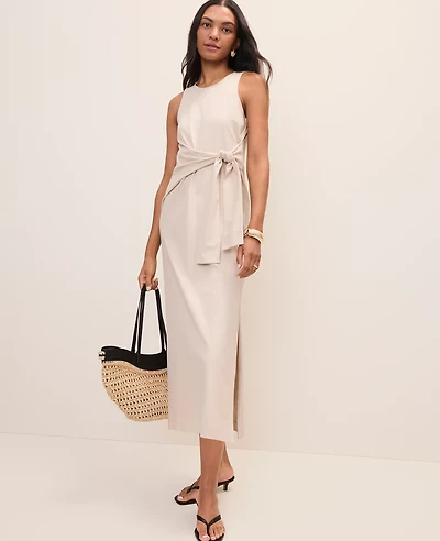 Ann Taylor Weekend Tie Waist Sheath Dress Sail Cloth Women's