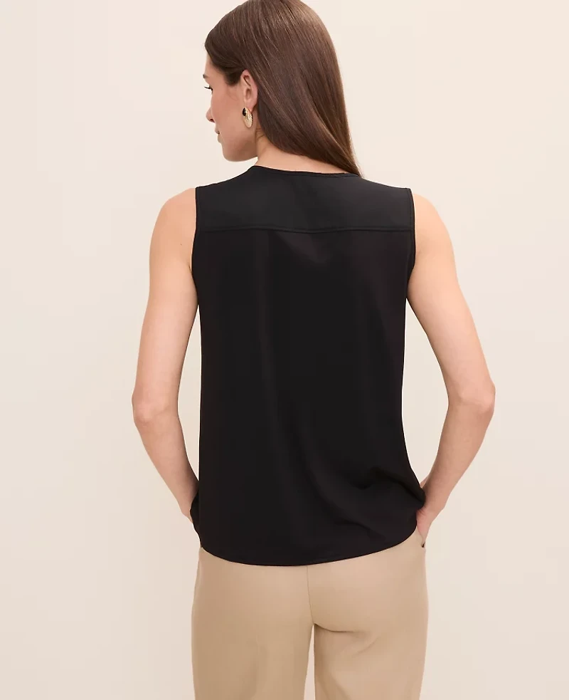 Ann Taylor Mixed Media Button Down Top Black Women's