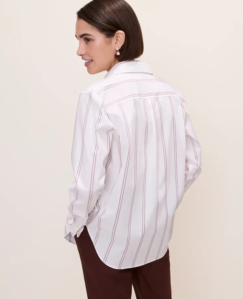 Ann Taylor Striped Relaxed Perfect Shirt Cherry Pie Women's